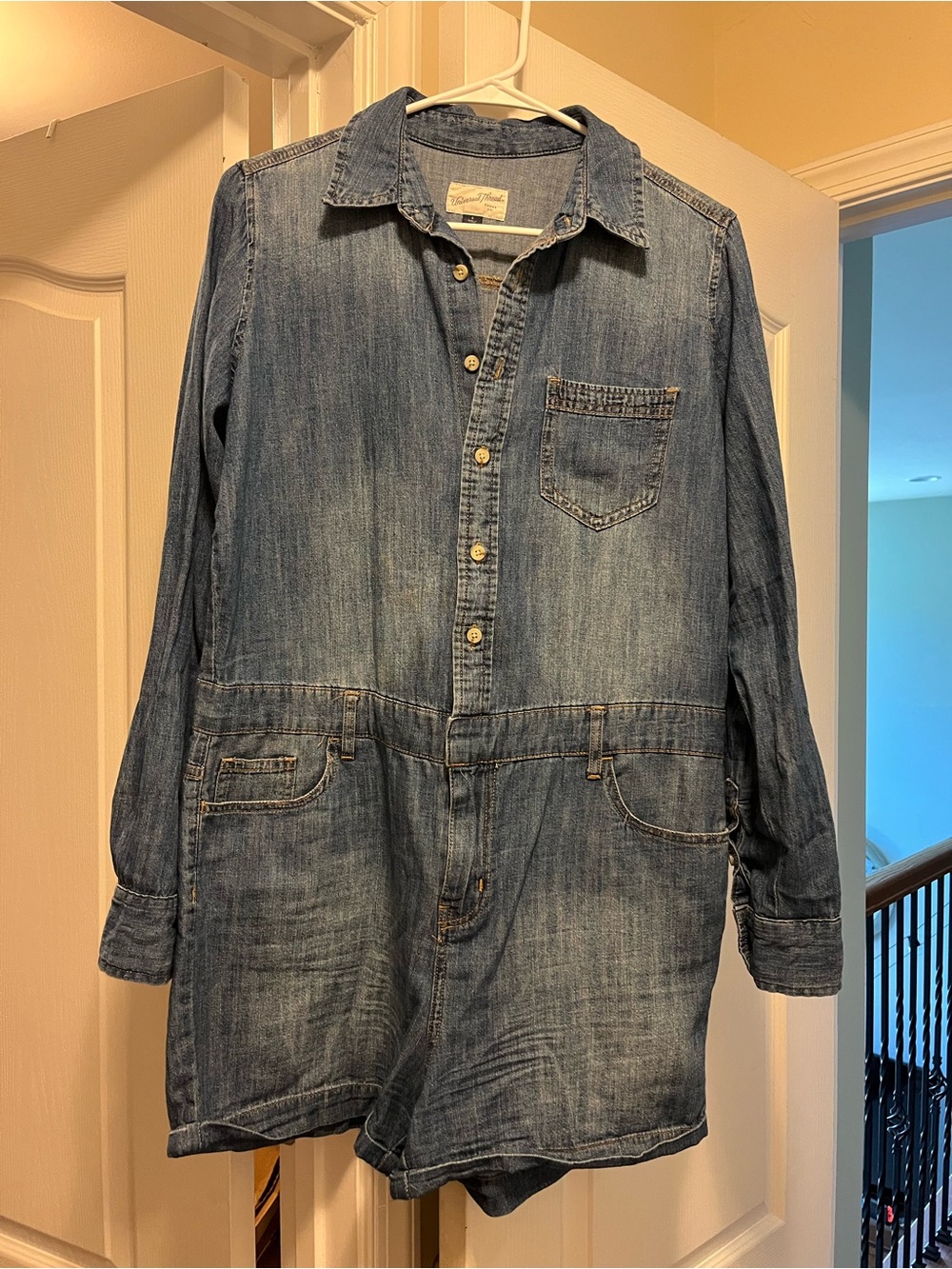 Universal Thread Blue Denim Button-Up Romper